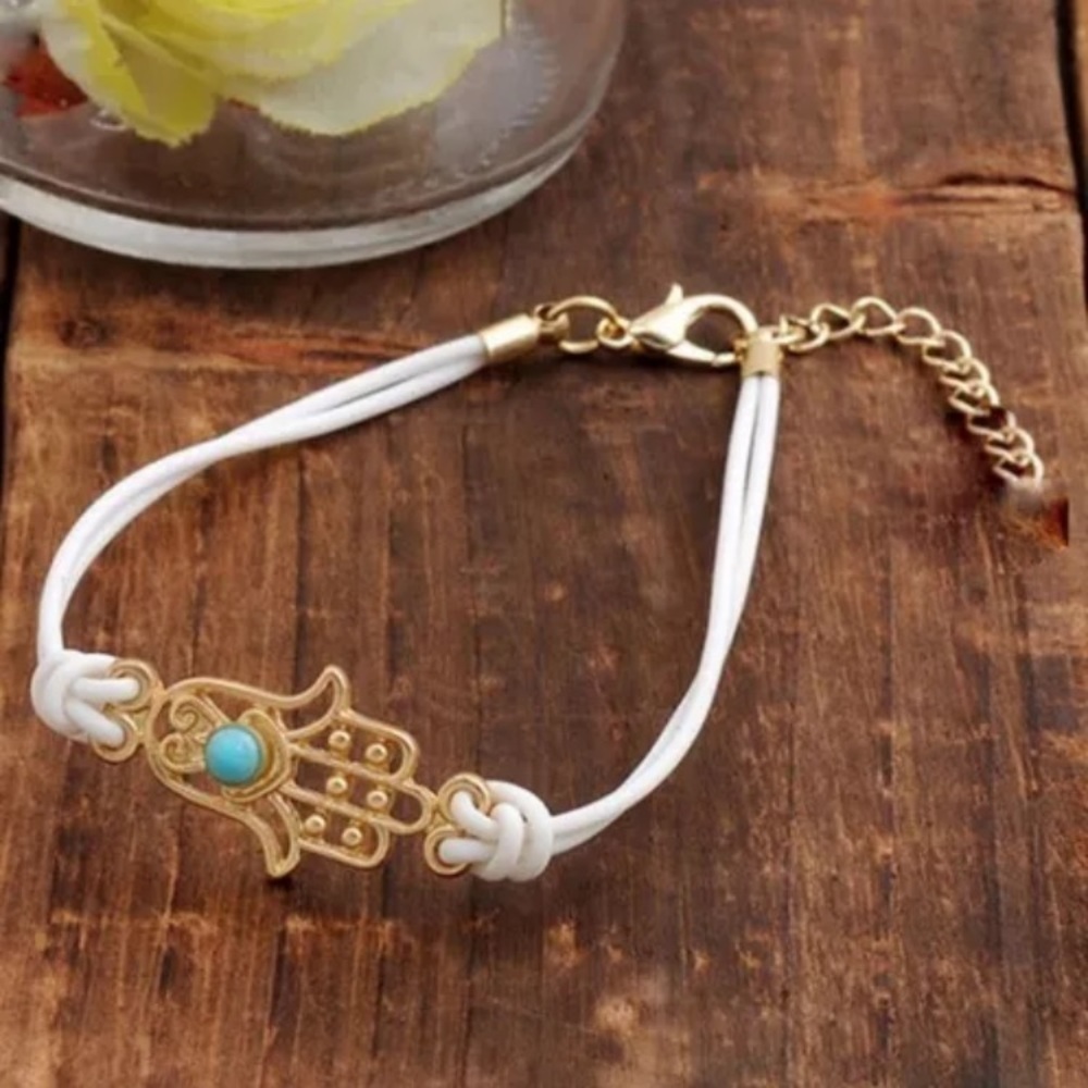 NWT🧿Hamsa Evil Eye Lucky Boho Gold Bead Nracelet - Picture 5 of 8